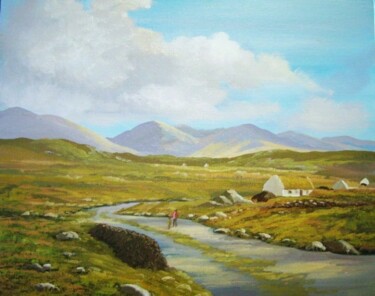 Painting titled "carna cottages" by Cathal O Malley, Original Artwork