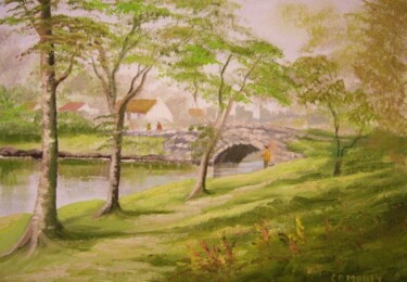 Painting titled "sleepy village" by Cathal O Malley, Original Artwork