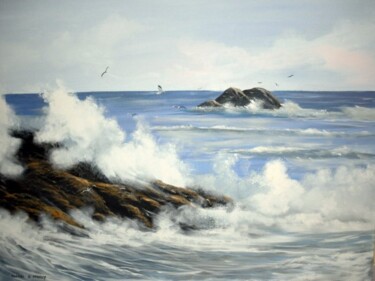 Painting titled "screaming gulls" by Cathal O Malley, Original Artwork