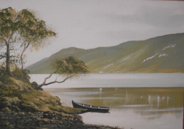 Malerei mit dem Titel "kylemore lake autumn" von Cathal O Malley, Original-Kunstwerk
