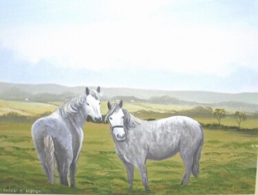 Peinture intitulée "sligo ponies" par Cathal O Malley, Œuvre d'art originale