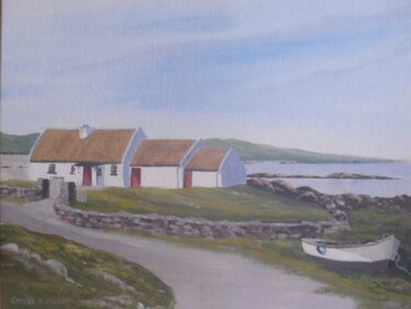 Painting titled "cottage by omey str…" by Cathal O Malley, Original Artwork