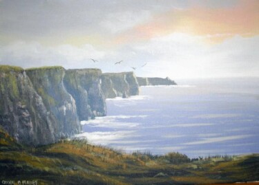 Malerei mit dem Titel "cliffs of moher" von Cathal O Malley, Original-Kunstwerk