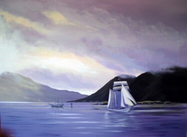 Painting titled "sheltering ships" by Cathal O Malley, Original Artwork