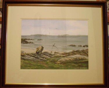 Painting titled "anchor beach framed" by Cathal O Malley, Original Artwork