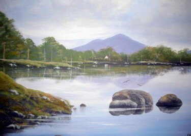 Painting titled "lake refections spr…" by Cathal O Malley, Original Artwork