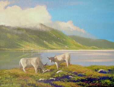 Pittura intitolato "inagh valley cattle" da Cathal O Malley, Opera d'arte originale