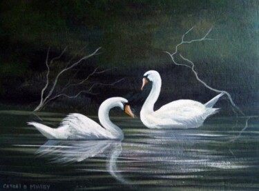 Painting titled "cleggan swans" by Cathal O Malley, Original Artwork
