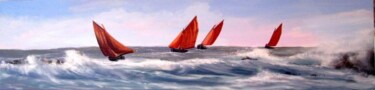 Painting titled "galway hookers raci…" by Cathal O Malley, Original Artwork