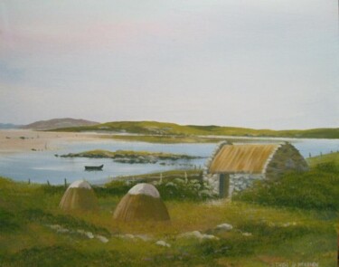Malerei mit dem Titel "omey strand view" von Cathal O Malley, Original-Kunstwerk