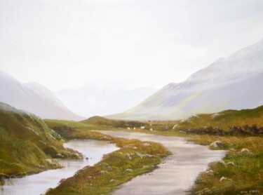 Painting titled "misty morning conne…" by Cathal O Malley, Original Artwork