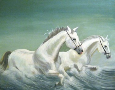 Peinture intitulée "sea horses" par Cathal O Malley, Œuvre d'art originale