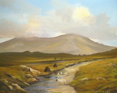 Painting titled "inagh valley sheep" by Cathal O Malley, Original Artwork