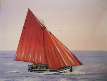 Pittura intitolato "galway fishing boat" da Cathal O Malley, Opera d'arte originale