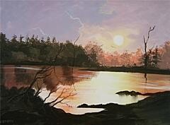 Peinture intitulée "ballinahinch sunset" par Cathal O Malley, Œuvre d'art originale
