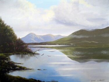 Painting titled "kylemore lake april" by Cathal O Malley, Original Artwork