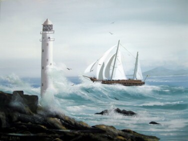 Painting titled "ship through a storm" by Cathal O Malley, Original Artwork