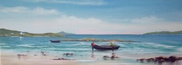 Painting titled "launching a currach…" by Cathal O Malley, Original Artwork, Oil