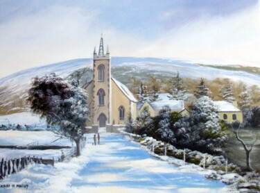 Картина под названием "winter scene  lough…" - Cathal O Malley, Подлинное произведение искусства
