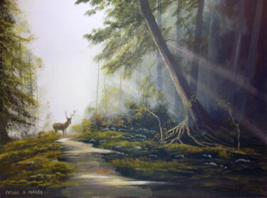 Painting titled "forest light sept" by Cathal O Malley, Original Artwork