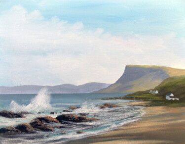 Schilderij getiteld "beach in antrim" door Cathal O Malley, Origineel Kunstwerk