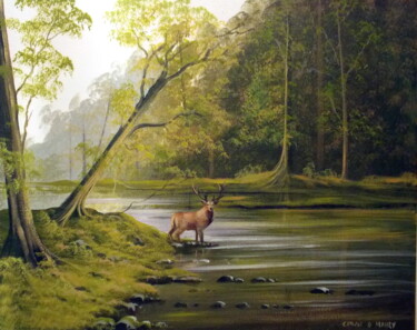 Картина под названием "the lone stag" - Cathal O Malley, Подлинное произведение искусства