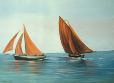 Peinture intitulée "the galway hookers" par Cathal O Malley, Œuvre d'art originale, Acrylique