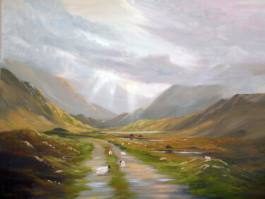 Картина под названием "maam valley sheep" - Cathal O Malley, Подлинное произведение искусства, Акрил