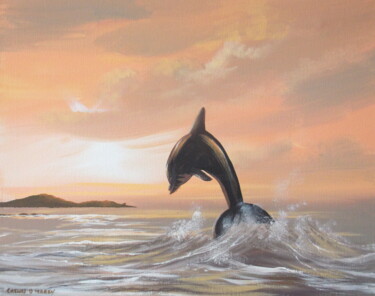 Painting titled "dolphin at cruagh i…" by Cathal O Malley, Original Artwork, Acrylic