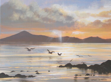 Painting titled "croagh patrick  sun…" by Cathal O Malley, Original Artwork, Acrylic