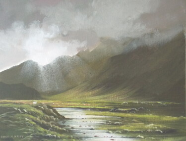Painting titled "hills of connemara" by Cathal O Malley, Original Artwork, Acrylic