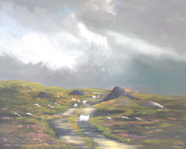 Painting titled "the bog road" by Cathal O Malley, Original Artwork, Acrylic