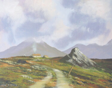 Schilderij getiteld "connemara cottages" door Cathal O Malley, Origineel Kunstwerk, Acryl