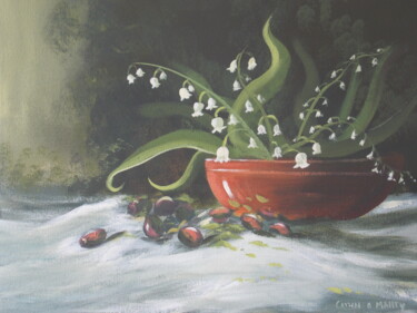 Painting titled "lily of the valley" by Cathal O Malley, Original Artwork, Acrylic