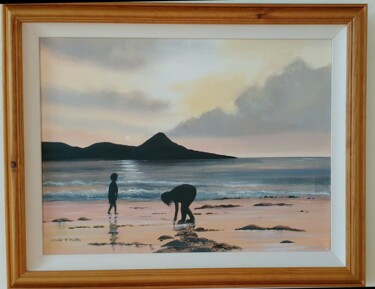 Painting titled "collecting-shells-m…" by Cathal O Malley, Original Artwork