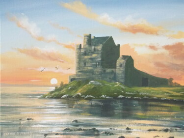 Painting titled "dunguaire castle co…" by Cathal O Malley, Original Artwork, Acrylic