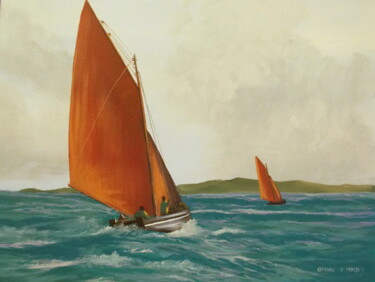 Peinture intitulée "heading to inishbof…" par Cathal O Malley, Œuvre d'art originale