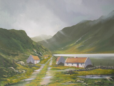 Peinture intitulée "killary cottages" par Cathal O Malley, Œuvre d'art originale