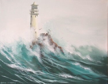 Painting titled "waves  crashing ove…" by Cathal O Malley, Original Artwork, Acrylic