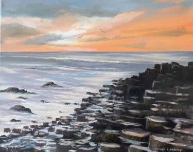Painting titled "giants causeway" by Cathal O Malley, Original Artwork, Acrylic