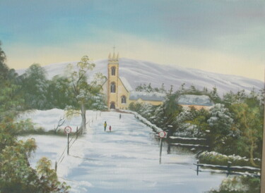 Painting titled "loughguile church s…" by Cathal O Malley, Original Artwork, Acrylic
