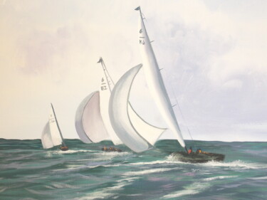 Pintura intitulada "the boat race" por Cathal O Malley, Obras de arte originais, Acrílico