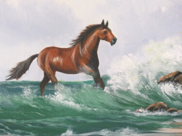 Pintura intitulada "breaking waves" por Cathal O Malley, Obras de arte originais, Acrílico
