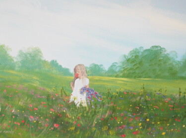 Painting titled "meadow flowers" by Cathal O Malley, Original Artwork, Acrylic