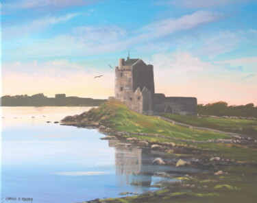 Painting titled "dunguaire castle  g…" by Cathal O Malley, Original Artwork, Acrylic