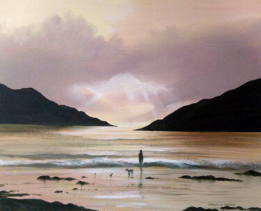 Pintura intitulada "killary beach walk" por Cathal O Malley, Obras de arte originais, Acrílico