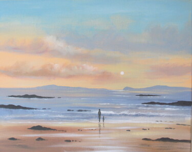 Painting titled "Aughrisbeg sunset" by Cathal O Malley, Original Artwork, Acrylic