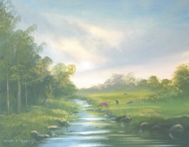 Painting titled "the-river-bank.jpg" by Cathal O Malley, Original Artwork, Acrylic