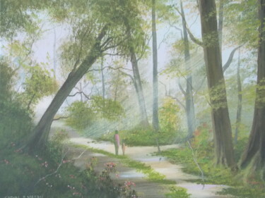 Peinture intitulée "forest walk autumn" par Cathal O Malley, Œuvre d'art originale, Acrylique