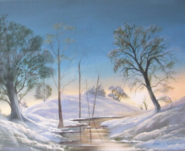 Painting titled "winter snowfall" by Cathal O Malley, Original Artwork, Acrylic